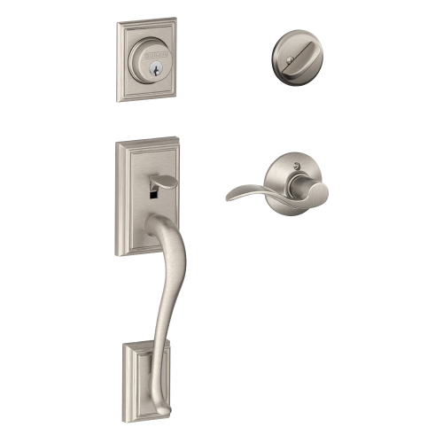 Schlage Addison Entrance Door Grip Set With Single Cylinder Deadbolt Brushed Nickel Finish