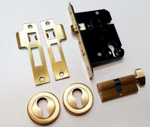 Roller Lock kit satin brass for Use with Brushed or Satin Brass Coloured Pull Handles