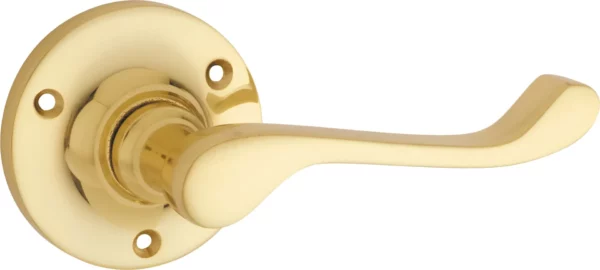 Victorian lever on round rose. Made from solid brass.